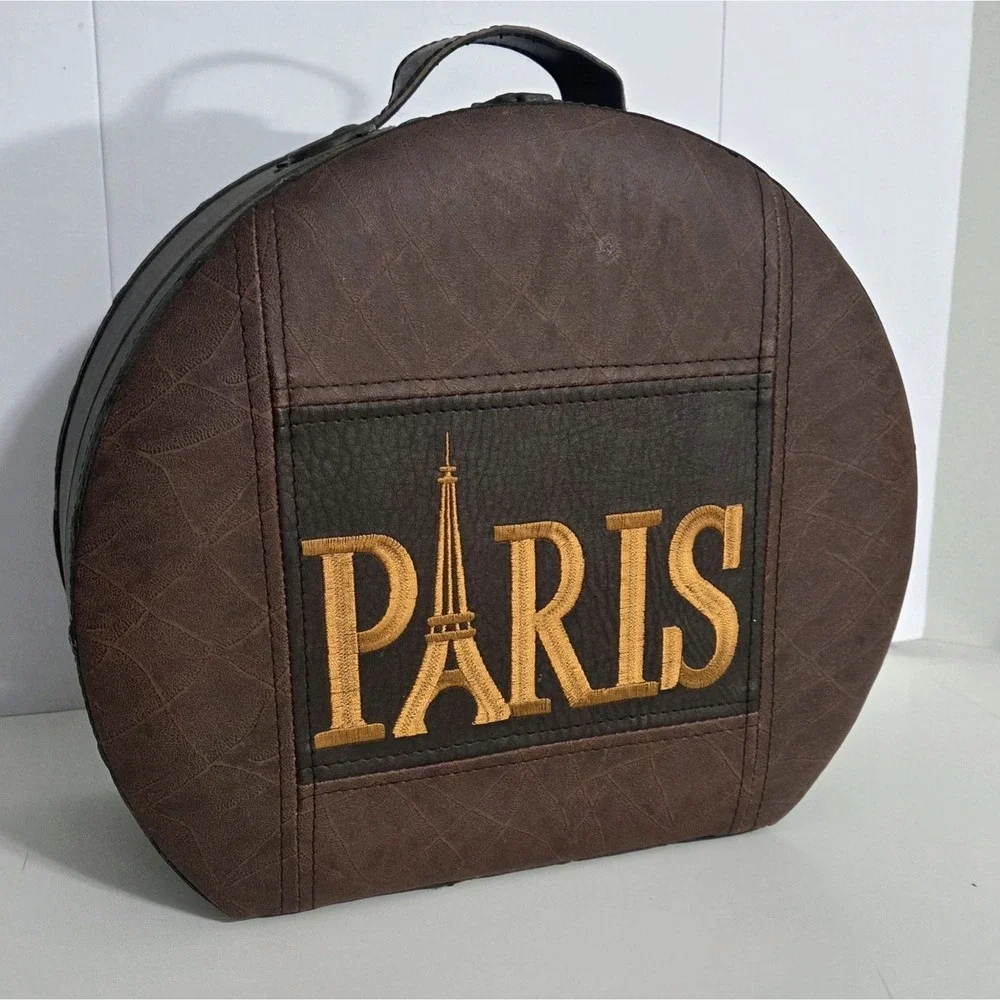 Vintage‎ Style Storage Box Luggage Hat Box Travel Decorative Retro Case PARIS